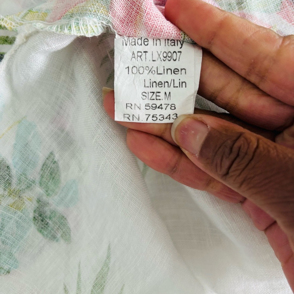 Lungo L’arno Dress Hawaiian Floral Linen Sleeveless Pockets M NWT Boho Italy - Picture 9 of 9